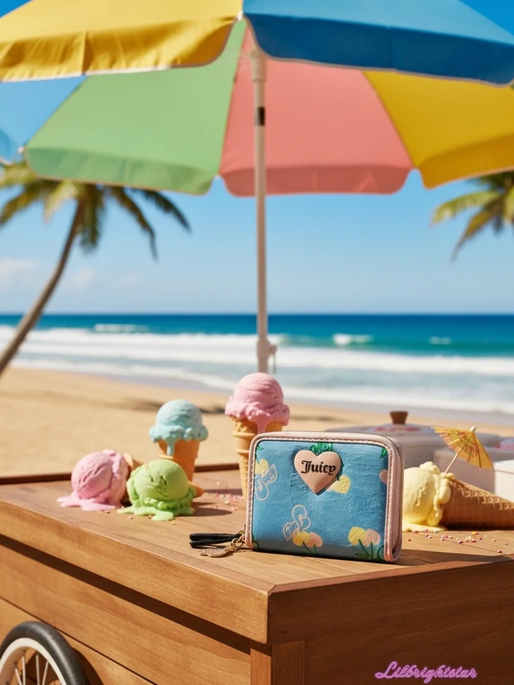 🆕🍒 Juicy Couture Blue Cherry Gelato Retro Wallet NWT🍦
